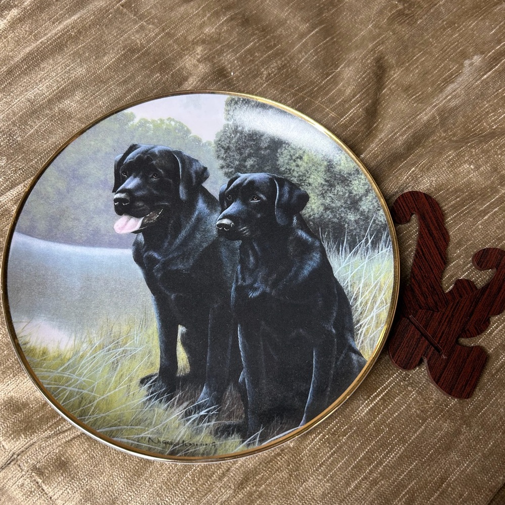 Vintage Franklin Mint porcelain decorative plate . Black labs “Sporting Champs”